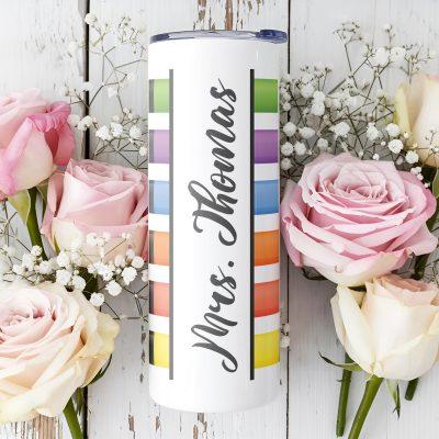 Personalized Name Teacher Tumbler, Custom Crayon Lid and Straw, Teacher Appreciation Gift, School Tumbler, Teacher Name Cup, Best Teacher