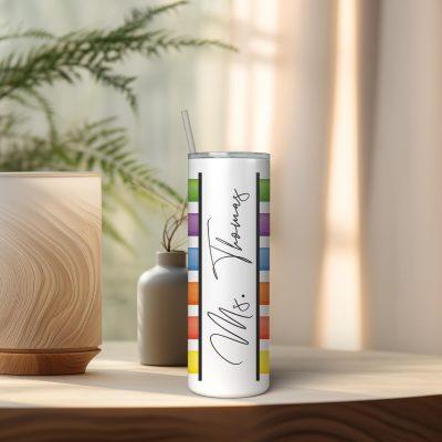 Personalized Name Teacher Tumbler, Custom Crayon Lid and Straw, Teacher Appreciation Gift, School Tumbler, Teacher Name Cup, Best Teacher