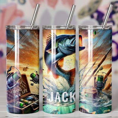 Personalized Fishing Gift Skinny Tumbler, Custom Fisherman 20oz Tumbler, Fisherman Gift with Name, Best Dad Gift, Fishing Gifts For Grandpa