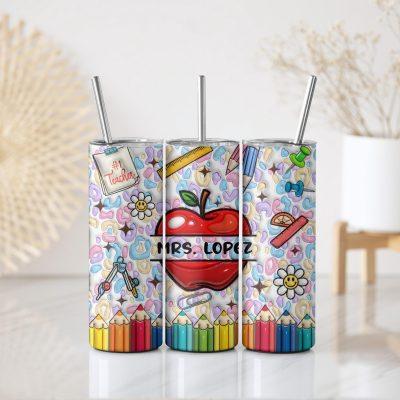 Custom Name Teacher Tumbler, Teacher Gift, Personalized Teacher Tumbler, Stainless School Tumbler Back to School Tumbler