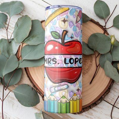 Custom Name Teacher Tumbler, Teacher Gift, Personalized Teacher Tumbler, Stainless School Tumbler Back to School Tumbler