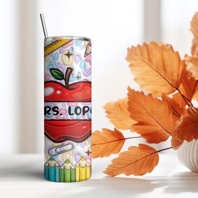 Custom Name Teacher Tumbler, Teacher Gift, Personalized Teacher Tumbler, Stainless School Tumbler Back to School Tumbler