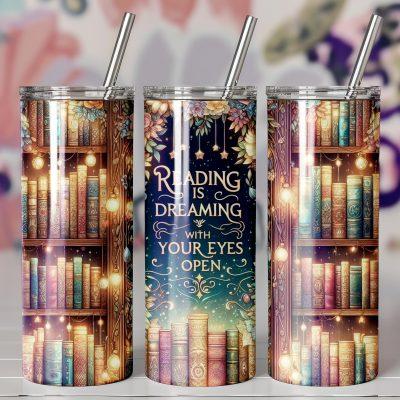 Reading Is Dreaming Skinny Tumbler, Personalized Book Lover Gift, Fantasy Tumbler, Bookish  Tumbler, Skinny Tumbler