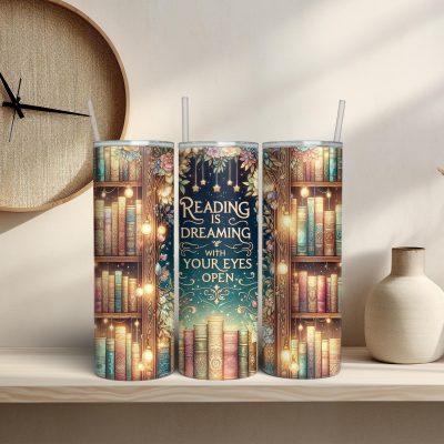 Reading Is Dreaming Skinny Tumbler, Personalized Book Lover Gift, Fantasy Tumbler, Bookish Tumbler, Skinny Tumbler