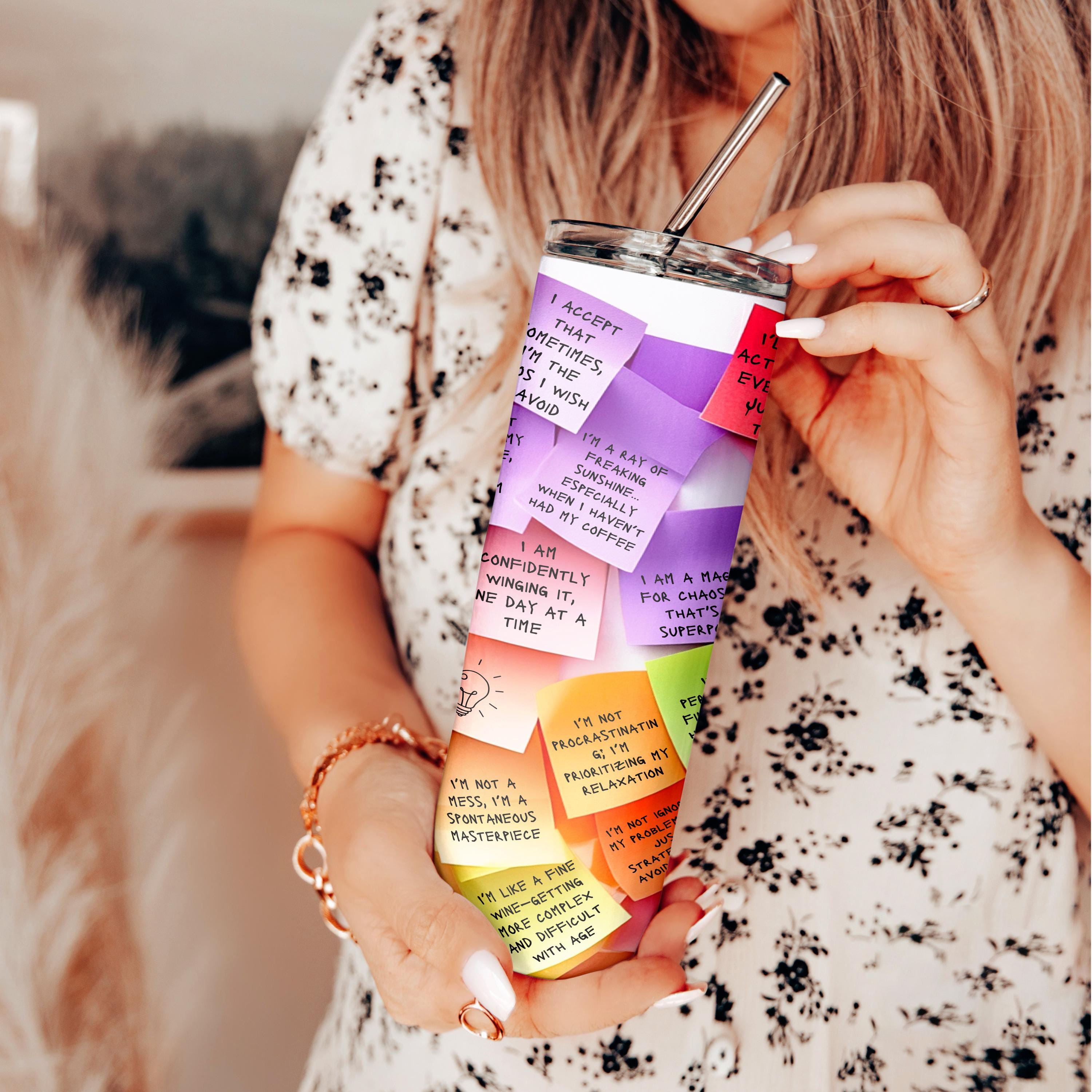 Sarcastic Positive Affirmation Tumbler with Straw, 20oz 30oz Skinny Tumbler,It is Ok Mental Health Tumbler,Colorful Inspirational Coffee Cup Sarcastic Positive Affirmation Tumbler with Straw, 20oz 30oz Skinny Tumbler,It is Ok Mental Health Tumbler,Colorful Inspirational Coffee Cup