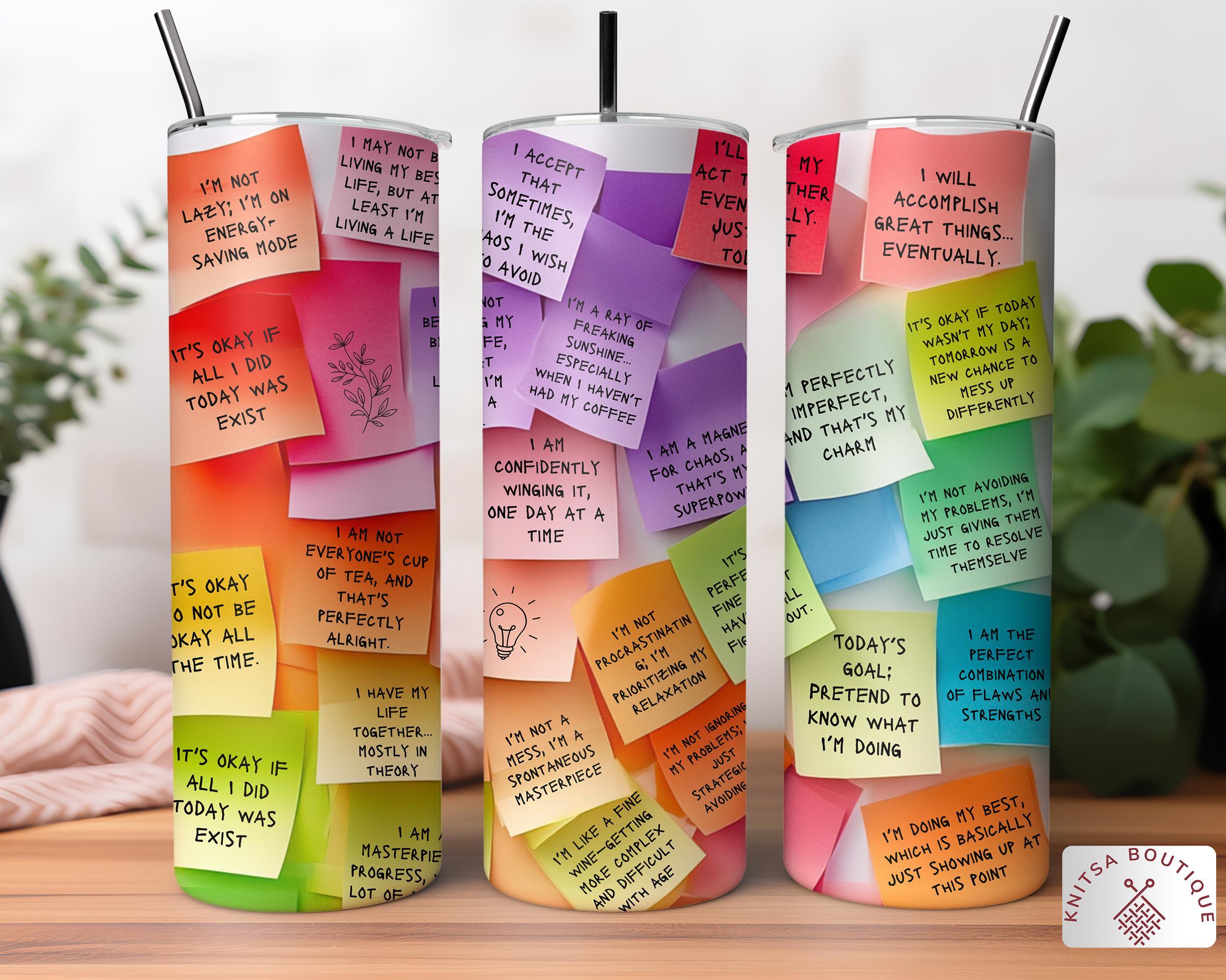 Sarcastic Positive Affirmation Tumbler with Straw, 20oz 30oz Skinny Tumbler,It is Ok Mental Health Tumbler,Colorful Inspirational Coffee Cup Sarcastic Positive Affirmation Tumbler with Straw, 20oz 30oz Skinny Tumbler,It is Ok Mental Health Tumbler,Colorful Inspirational Coffee Cup